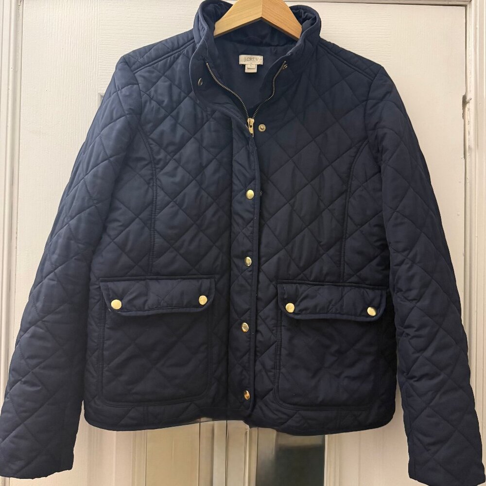 J Crew Navy Quilted Puffer Jacket